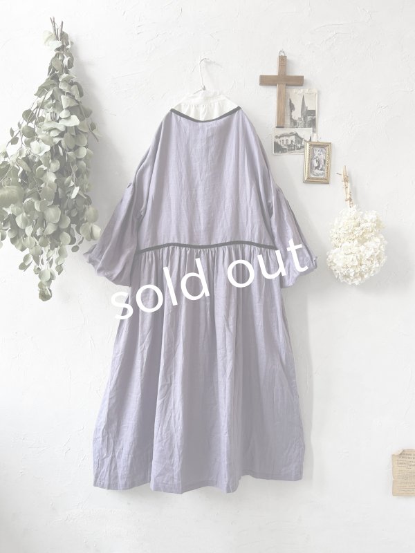 画像7: shizuka's／リネンのリボンワンピース（パフスリーブ）スミレ (7)