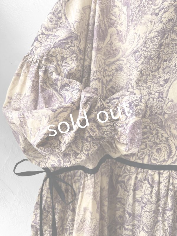 画像5: shizuka's／トワルドジュイのリボンワンピース・（ベルスリーブ）山葡萄 (5)