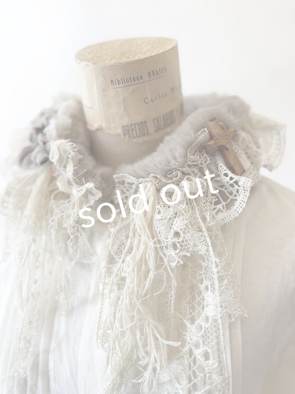 画像2: pollenbienco／アンティークレースのファーティペット・A (2)