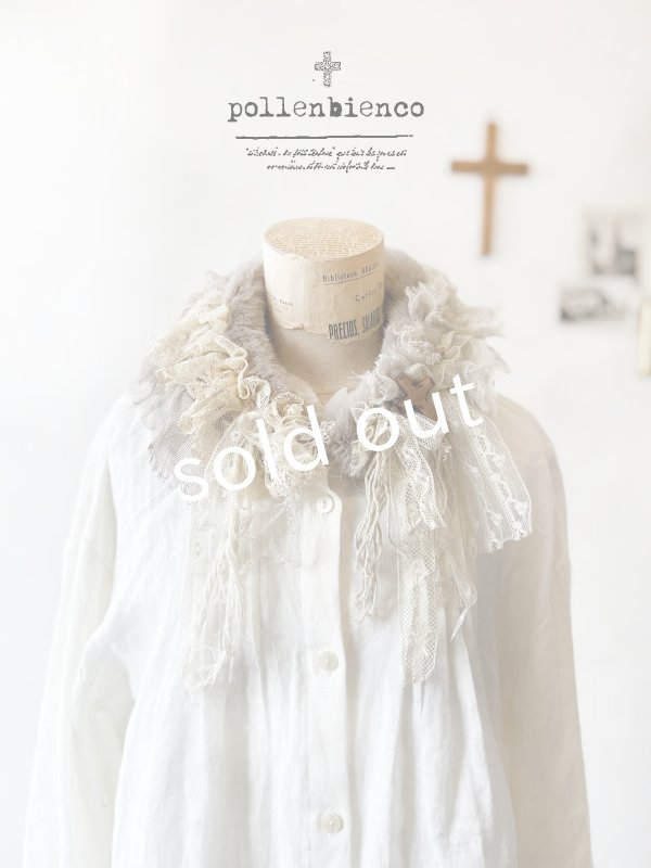 画像1: pollenbienco／アンティークレースのファーティペット・B (1)