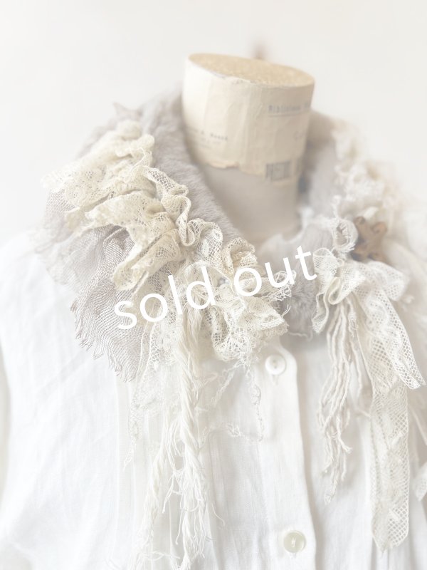 画像3: pollenbienco／アンティークレースのファーティペット・B (3)