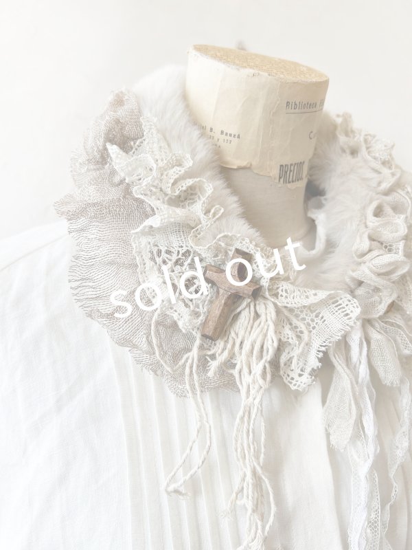 画像3: pollenbienco／アンティークレースのファーティペット・C (3)