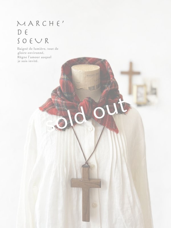 画像1: MARCHE' DE SOEUR／ウールガーゼのストール・赤チェック (1)