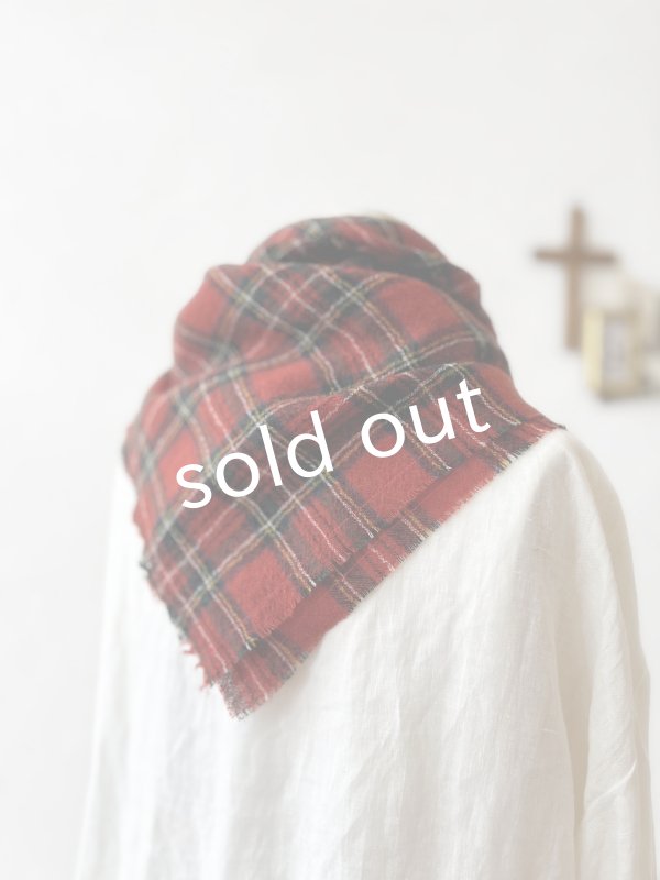 画像8: MARCHE' DE SOEUR／ウールガーゼのストール・赤チェック (8)