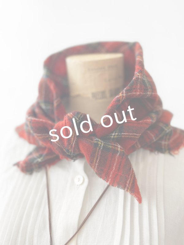 画像4: MARCHE' DE SOEUR／ウールガーゼのストール・赤チェック (4)