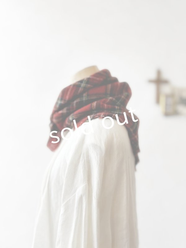 画像7: MARCHE' DE SOEUR／ウールガーゼのストール・赤チェック (7)
