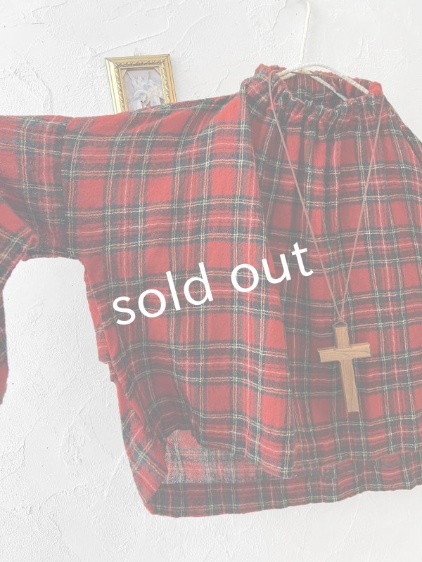 画像7: MARCHE' DE SOEUR／ウールガーゼのプルオーバー・赤チェック (7)