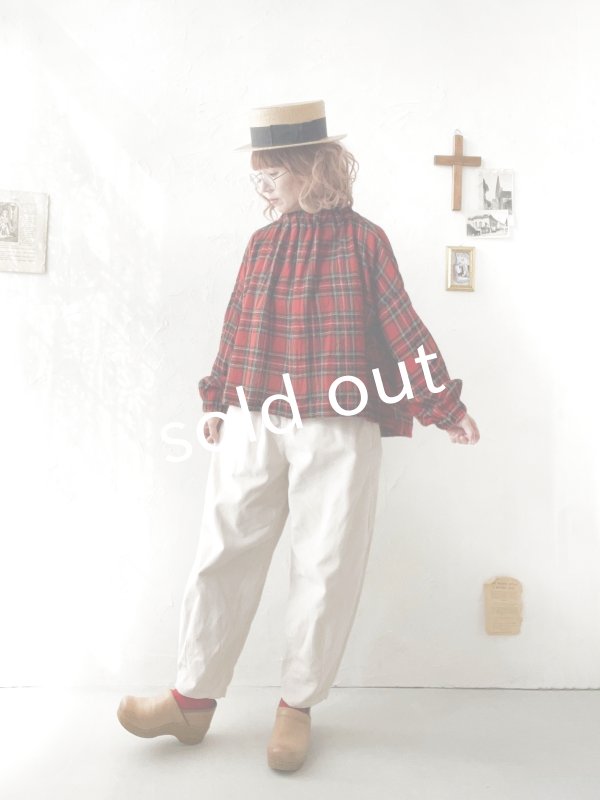 画像13: MARCHE' DE SOEUR／ウールガーゼのプルオーバー・赤チェック (13)