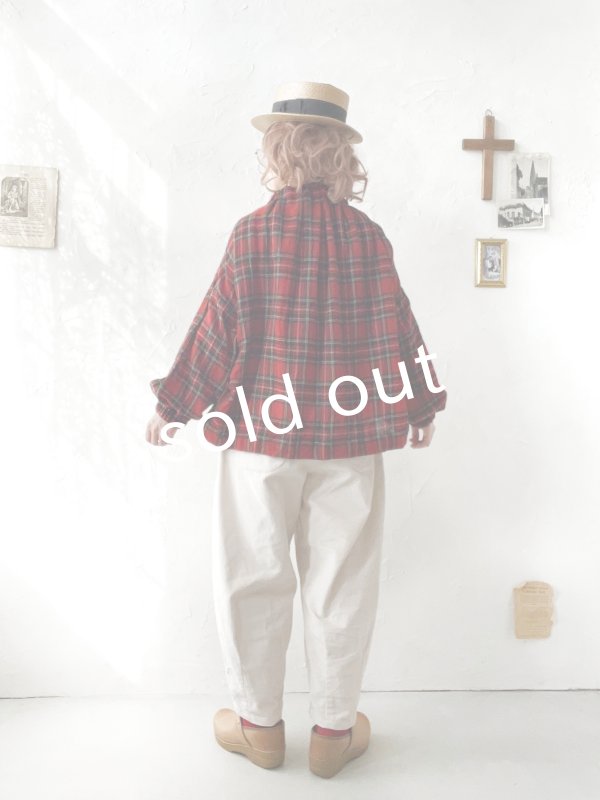 画像15: MARCHE' DE SOEUR／ウールガーゼのプルオーバー・赤チェック (15)
