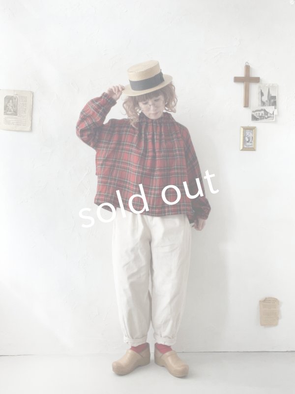 画像12: MARCHE' DE SOEUR／ウールガーゼのプルオーバー・赤チェック (12)