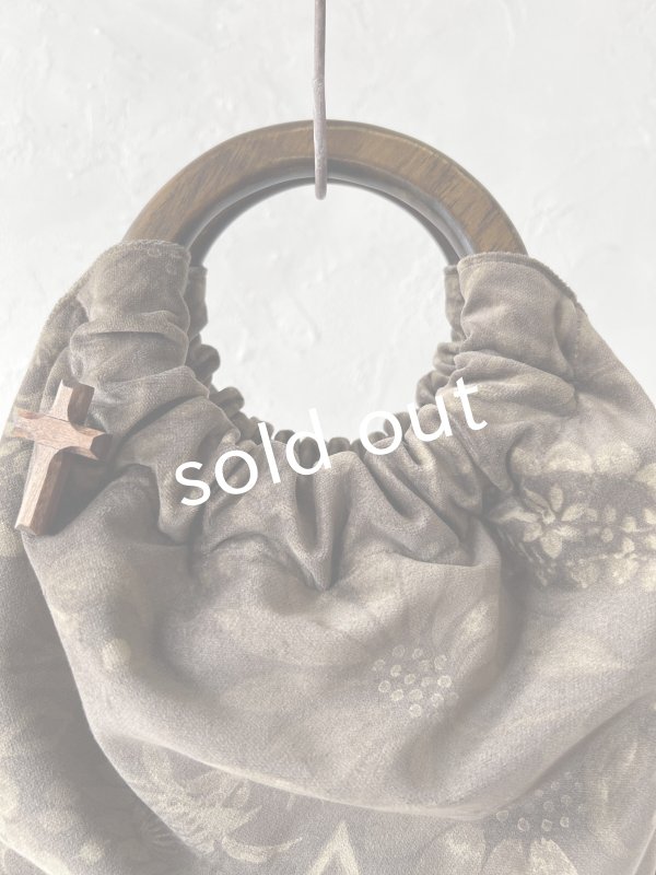 画像2: MARCHE' DE SOEUR／木の持ち手バッグ・ベルベット (2)