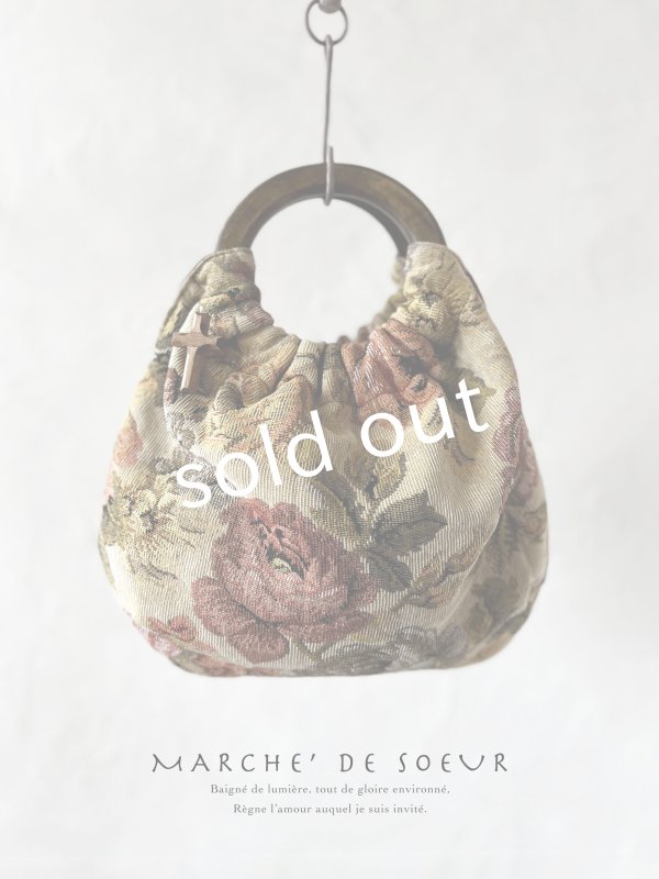 画像1: MARCHE' DE SOEUR／木の持ち手バッグ・ゴブラン織 (1)