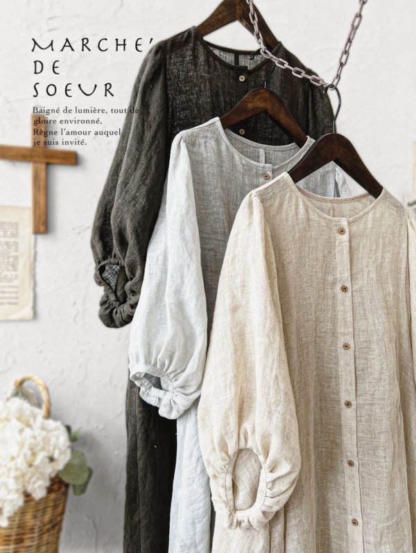 画像15: MARCHE' DE SOEUR／ホイップガーゼワンピース・アイスグレー (15)