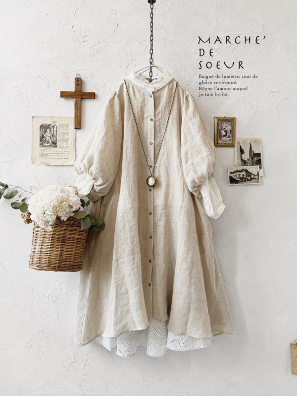 画像1: MARCHE' DE SOEUR／ホイップガーゼワンピース・ナチュラル (1)