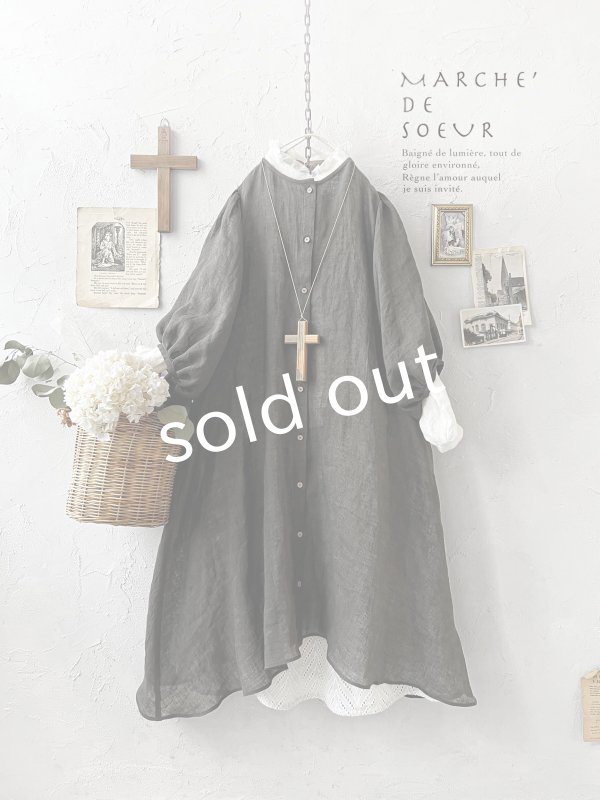 画像2: MARCHE' DE SOEUR／ホイップガーゼワンピース・チャコール (2)