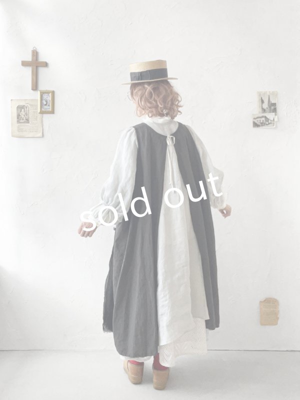 画像12: MARCHE' DE SOEUR／アンティークレース付きタブリエドレス・スミクロ (12)