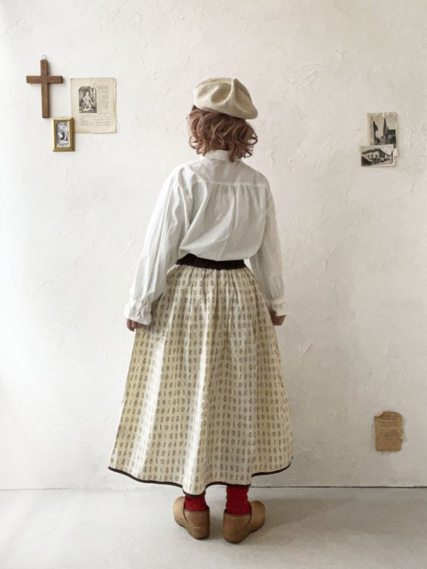 画像12: le ciel／ボタニカルプリントスカート・チャコールグレー (12)