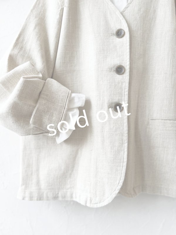 画像4: le ciel／ノーカラージャケット・生成り (4)