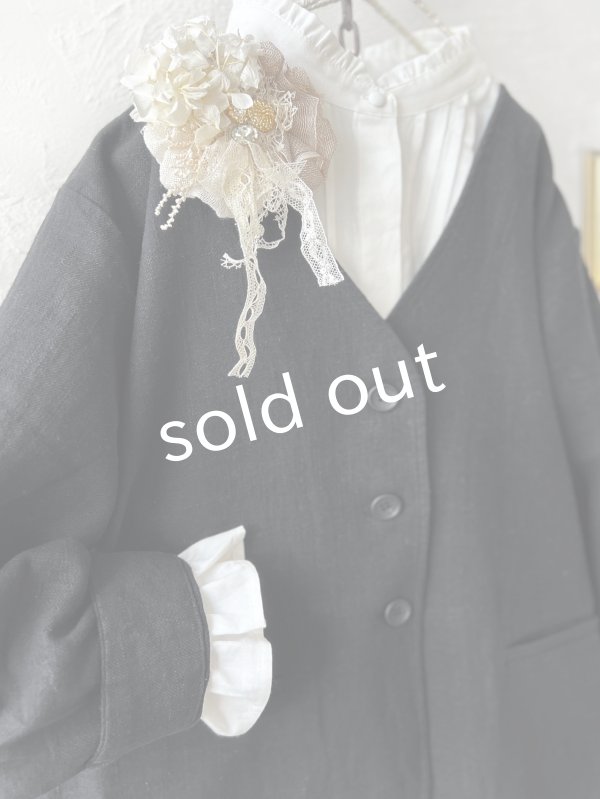 画像3: le ciel／ノーカラージャケット・黒 (3)