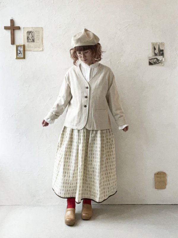 画像8: le ciel／ボタニカルプリントスカート・チャコールグレー (8)