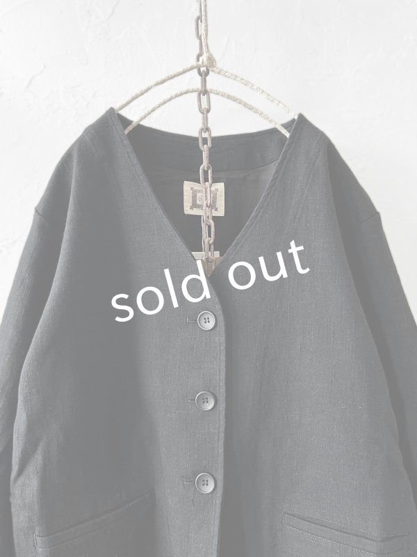 画像8: le ciel／ノーカラージャケット・黒 (8)