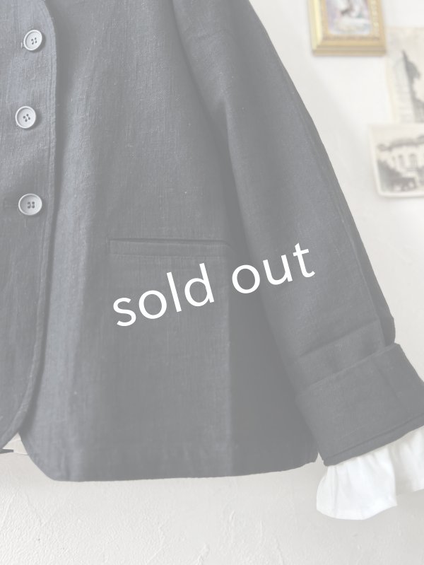 画像4: le ciel／ノーカラージャケット・黒 (4)