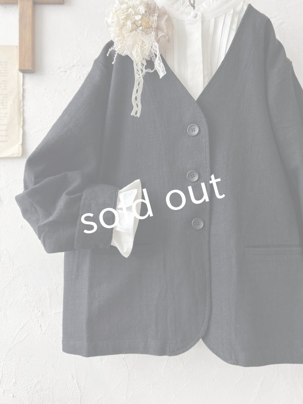 画像2: le ciel／ノーカラージャケット・黒 (2)