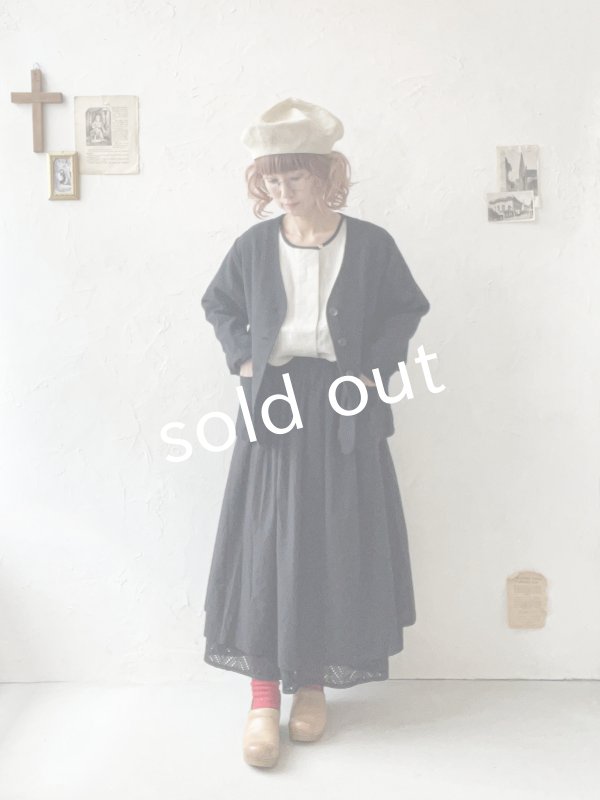 画像13: le ciel／ノーカラージャケット・黒 (13)