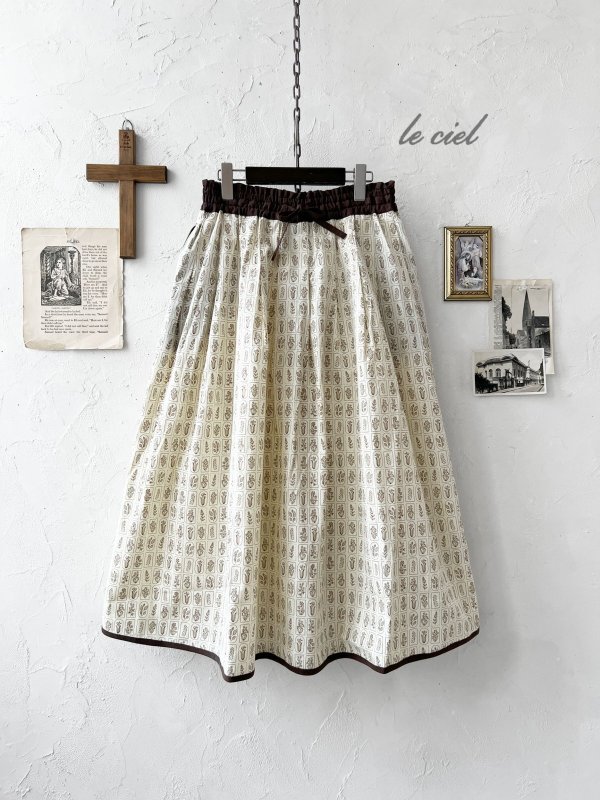 画像1: le ciel／ボタニカルプリントスカート・アイボリー (1)