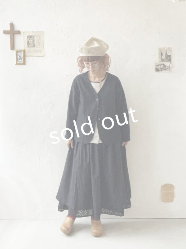 画像12: le ciel／ノーカラージャケット・黒 (12)