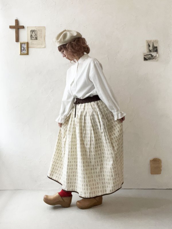 画像11: le ciel／ボタニカルプリントスカート・チャコールグレー (11)