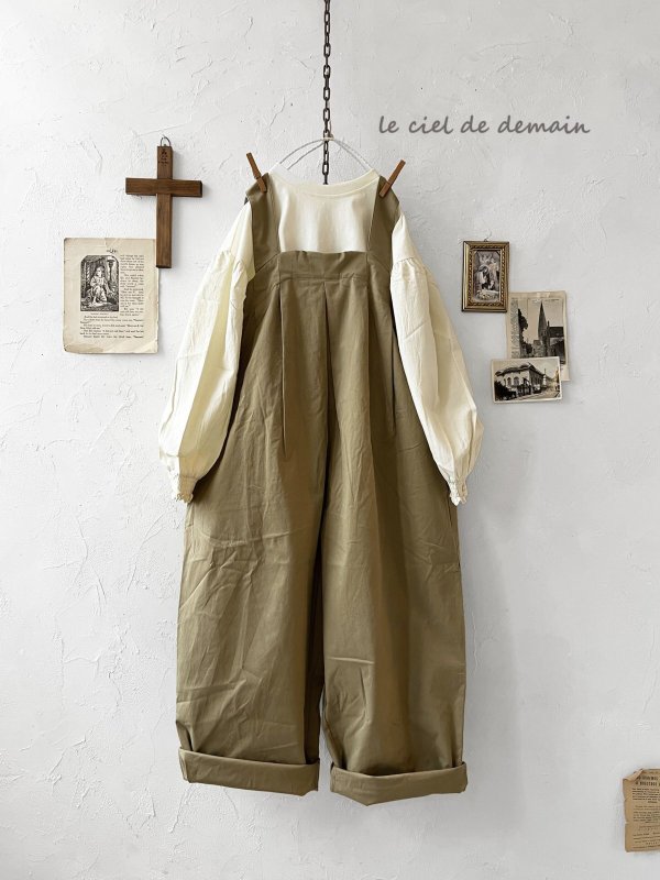 画像1: le ciel de demain／ツイルサロペット・ベージュ (1)