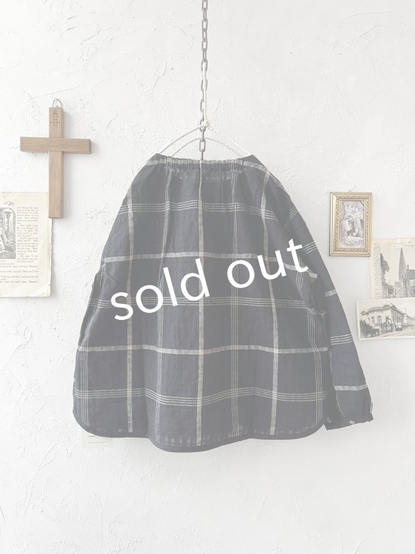 画像7: le ciel a tempsdoux／先染めチェックブラウス・黒 (7)