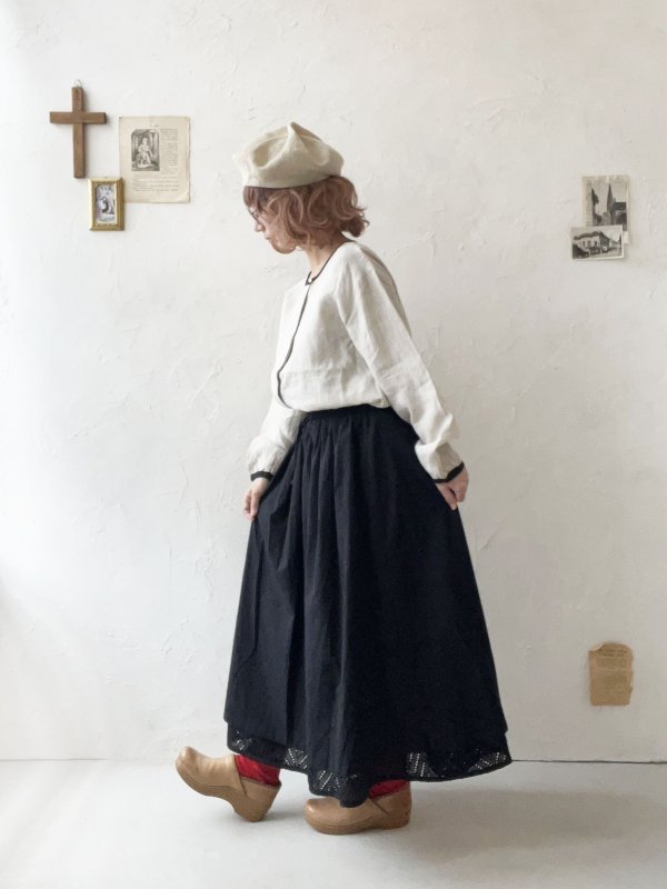 画像13: le ciel de demain／リネンパイピングブラウス・生成り (13)