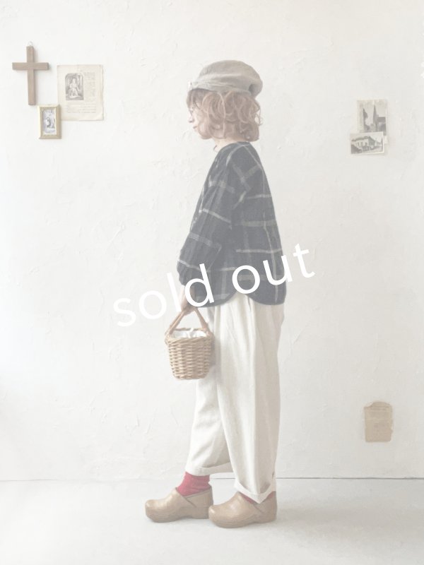 画像11: le ciel a tempsdoux／先染めチェックブラウス・黒 (11)