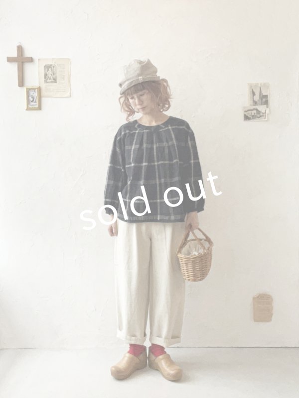 画像9: le ciel a tempsdoux／先染めチェックブラウス・黒 (9)