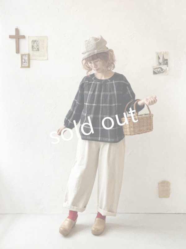 画像10: le ciel a tempsdoux／先染めチェックブラウス・黒 (10)