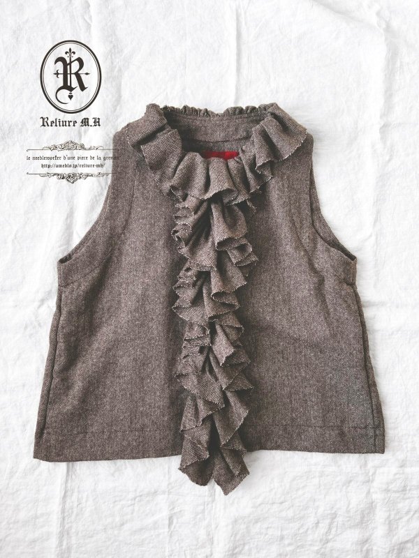 画像6: Reliure／FRILL VEST・moca tweed (6)