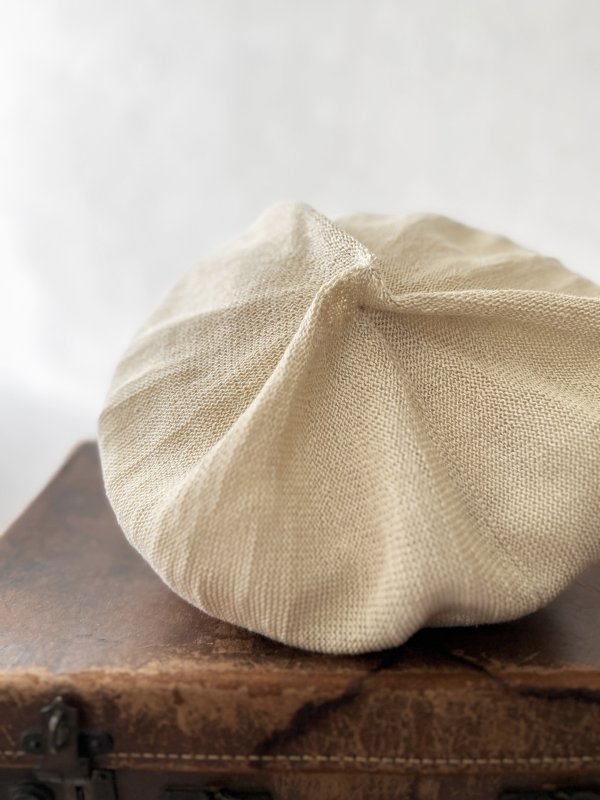 画像2: sleep slope/ベルギーリネンのホイップベレー・ベージュ (2)