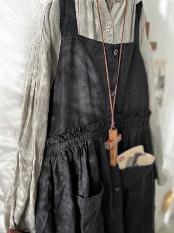 画像9: ubasoku/0020 2wayポケットジャンパースカート・黒 (9)