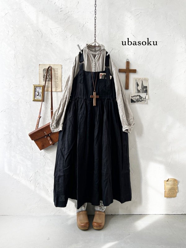 画像1: ubasoku/0020 2wayポケットジャンパースカート・黒 (1)