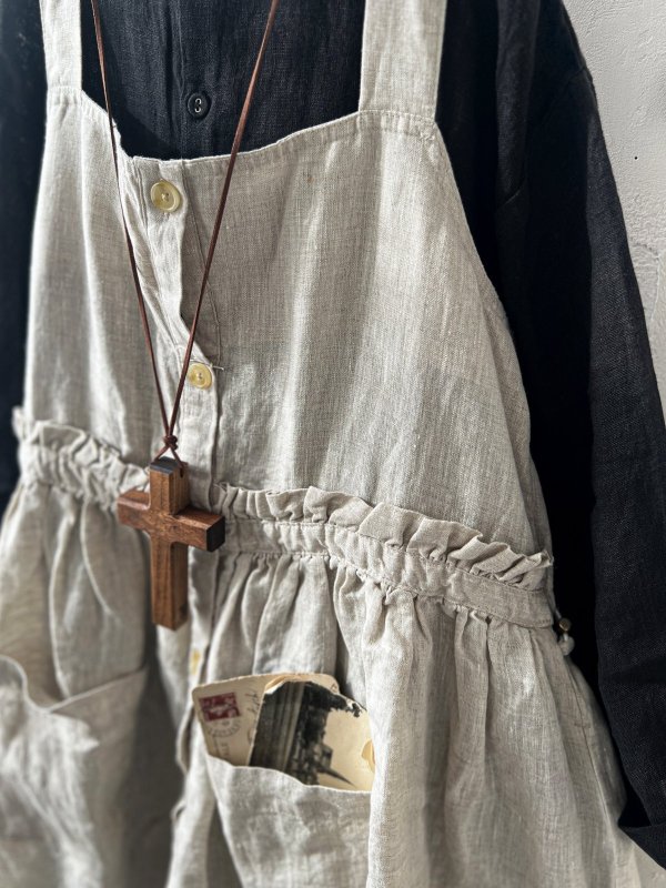 画像8: ubasoku/0020 2wayポケットジャンパースカート・ナチュラル (8)