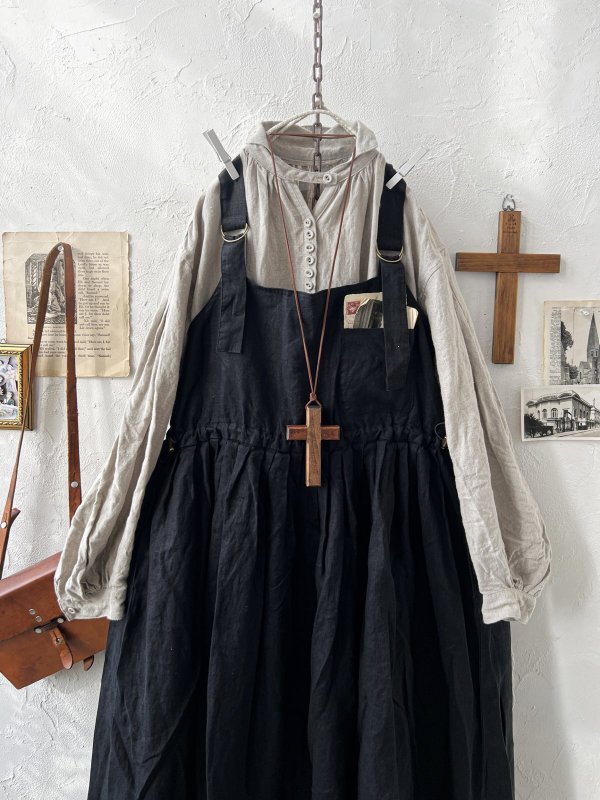 画像2: ubasoku/0020 2wayポケットジャンパースカート・黒 (2)