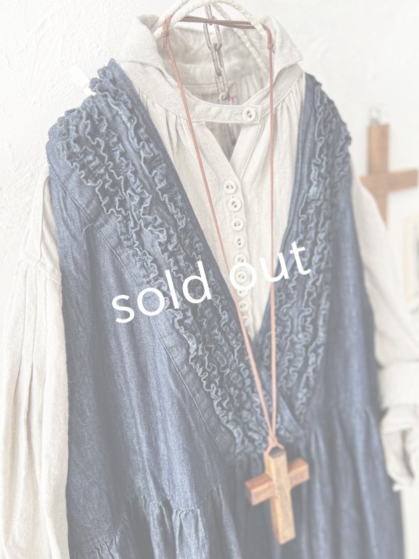 画像4: ubasoku/0030 2wayフリルジャンパースカート・インディゴ (4)