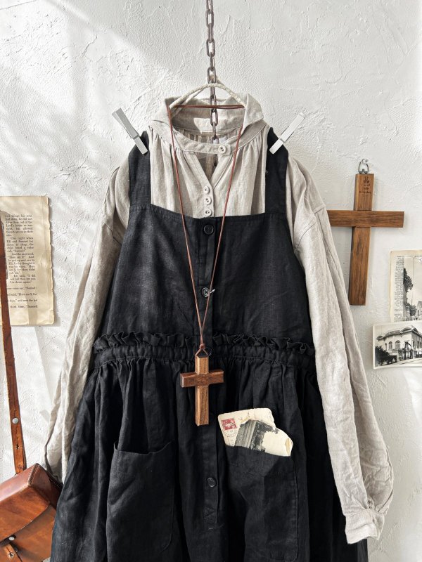 画像8: ubasoku/0020 2wayポケットジャンパースカート・黒 (8)