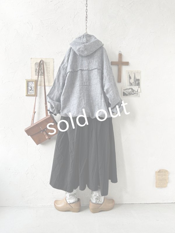 画像9: ubasoku/0016 フード付きバルーンブラウス・ネイビーシャンブレー (9)