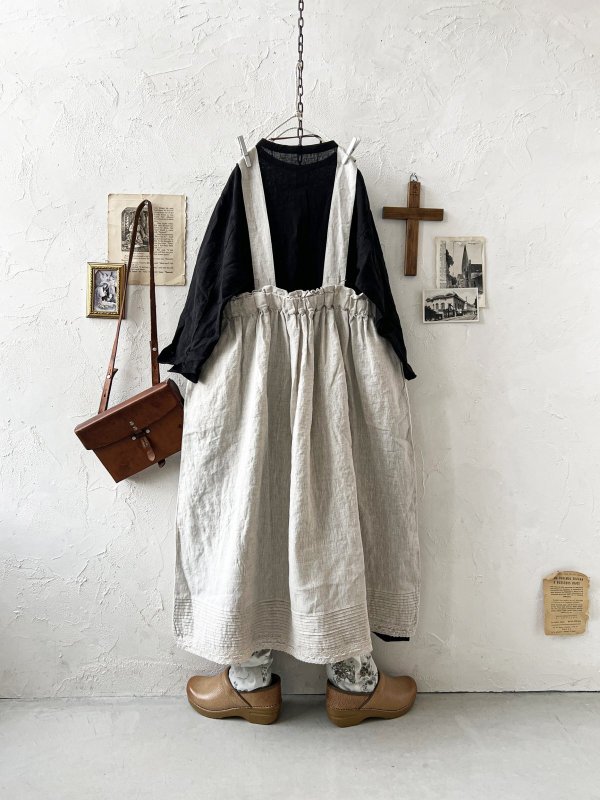 画像11: ubasoku/0023 裾レースのタックジャンパースカート・黒 (11)