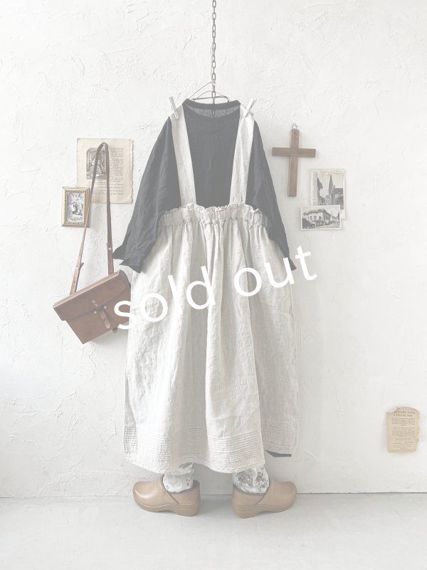 画像6: ubasoku/0023 裾レースのタックジャンパースカート・ナチュラル (6)