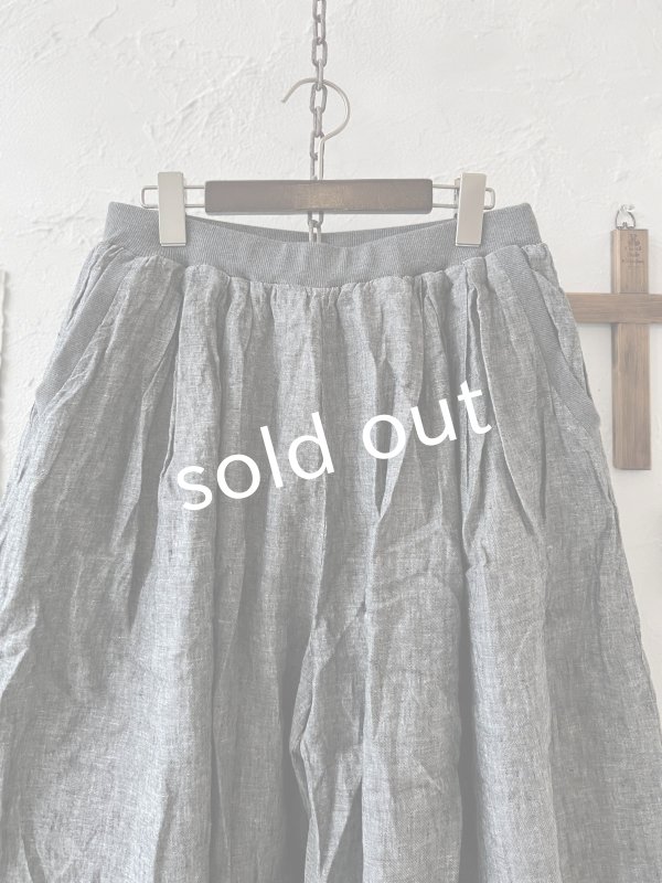 画像2: ubasoku/0055 ウエストリブボリュームパンツ・ブラックシャンブレー (2)