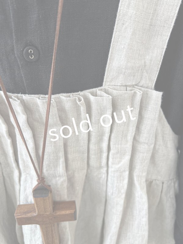 画像5: ubasoku/0023 裾レースのタックジャンパースカート・ナチュラル (5)